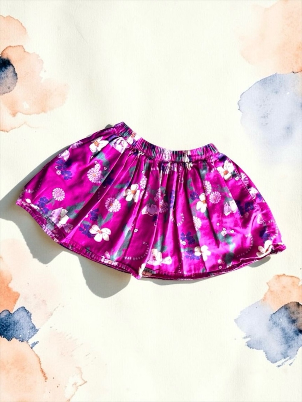 Tea Collection Girls Floral Lined Skirt • Magenta • Size 5 • EUC